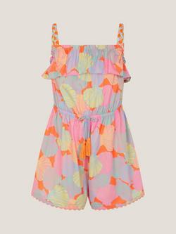 Monsoon Kids' Sleeveless Drawstring Seashell Print Playsuit, Multi - view 2, Multi
