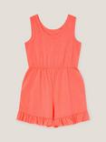 Monsoon Kids' Cotton Sealife Embroidered Playsuit Orange
