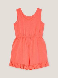Monsoon Kids' Cotton Sealife Embroidered Playsuit Orange - view 2, Orange