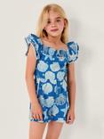 Monsoon Kids' Jelly Haze Cotton Seashell Print Playsuit, Blue