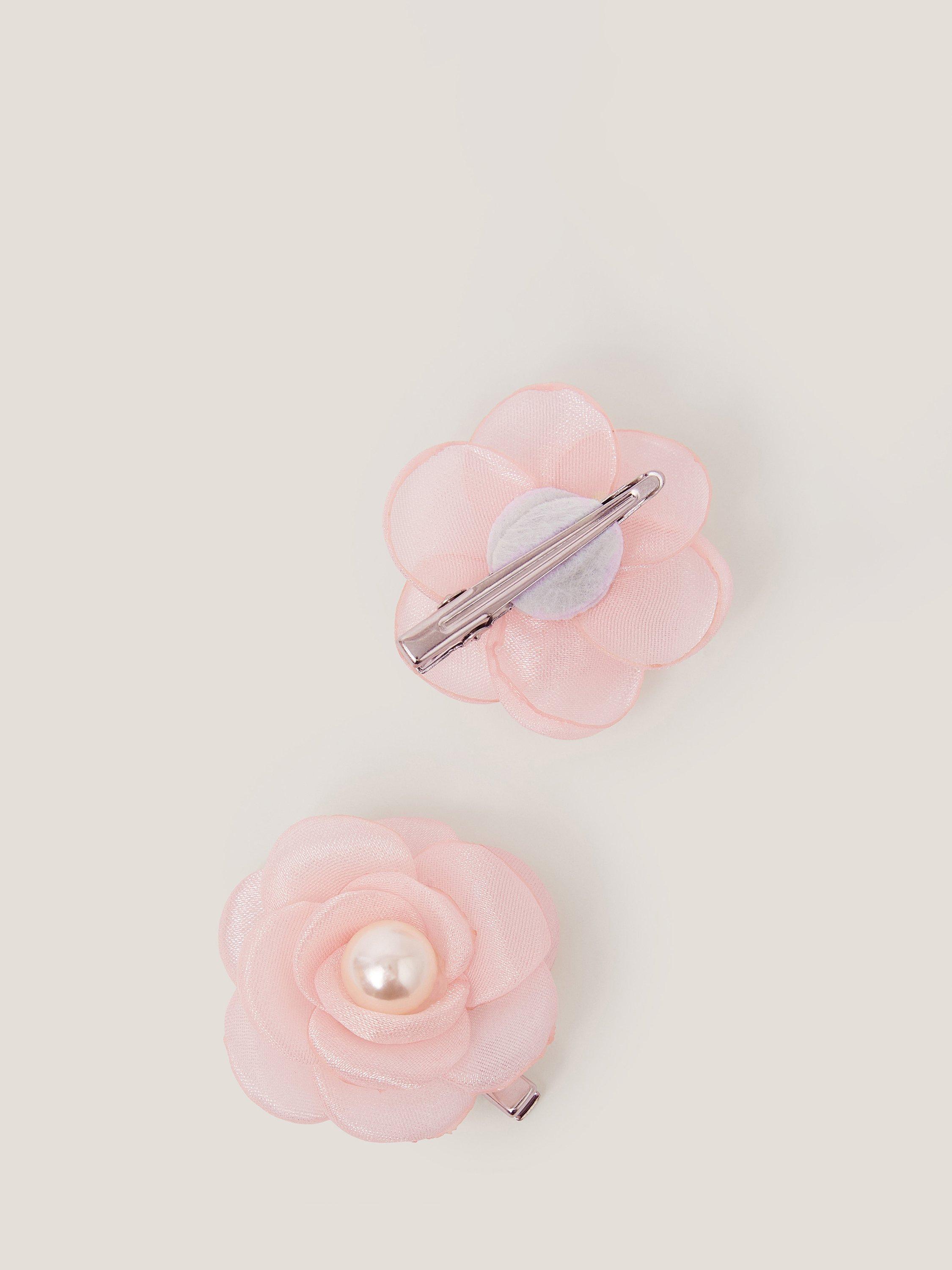 Product image 2 of 2, which shows Monsoon Kids' Pearl Flower Hair Clip Set, Pack of 2, Pink, One Size
