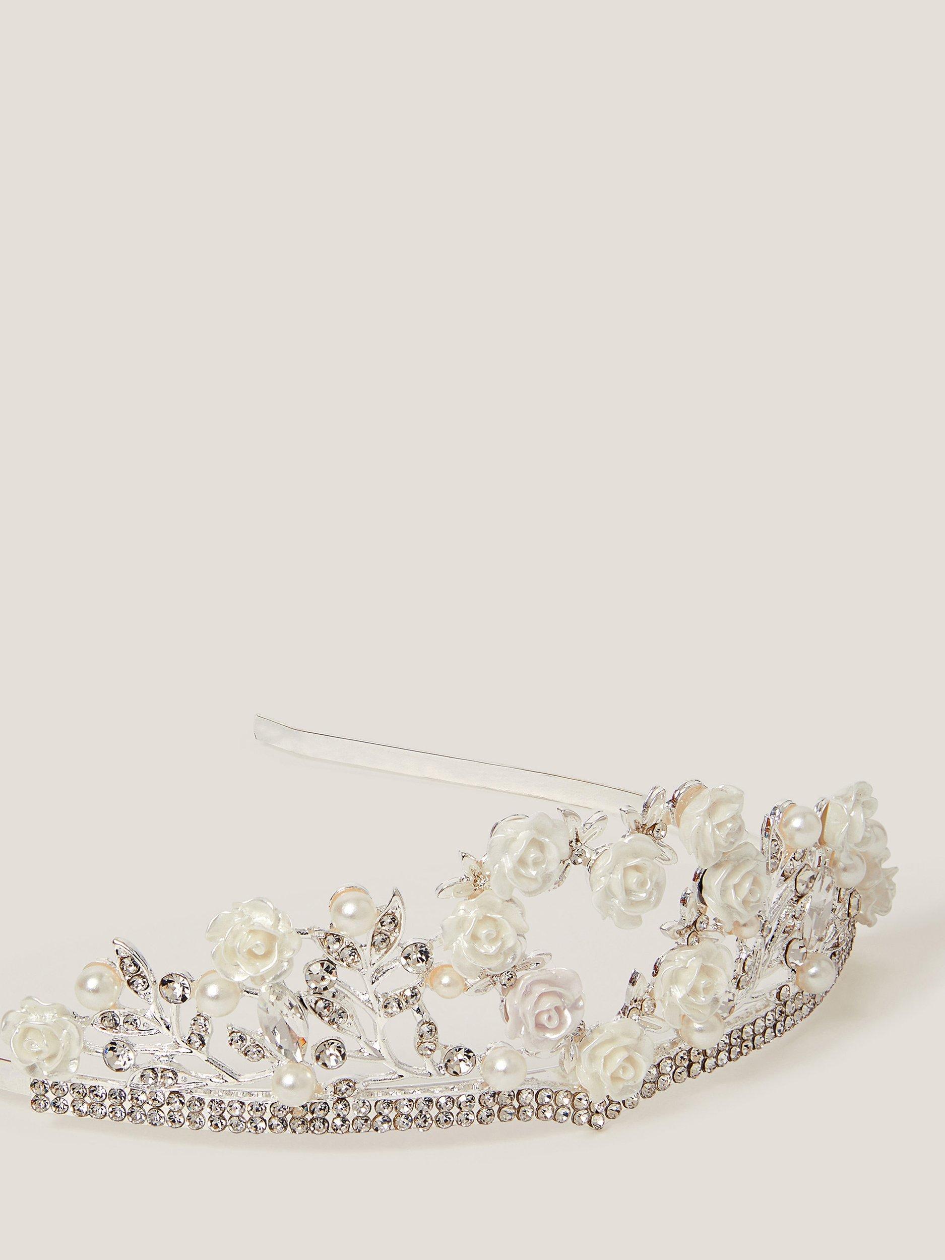 Product image 2 of 2, which shows Monsoon Kids' Flower Girl Faux Pearl Tiara, Silver