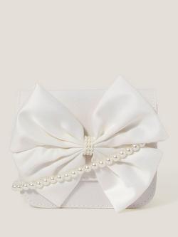 Monsoon Kids' Pearl Bow Bridesmaid Bag, Ivory, Ivory
