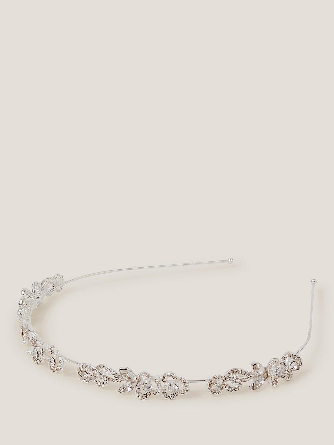 Product image 1 of 2, which shows Monsoon Kids' Diamante Flower Metal Headband, Silver