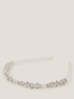 Monsoon Kids' Diamante Flower Metal Headband, Silver, Silver