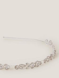Monsoon Kids' Diamante Flower Metal Headband, Silver - view 2, Silver