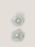Monsoon Kids' Pearl Flower Hair Clip Set, Pack of 2, Sage