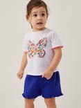 Monsoon Baby Cotton Butterfly T-Shirt and Shorts Set, Ivory/Multi