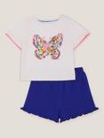 Monsoon Baby Cotton Butterfly T-Shirt and Shorts Set, Ivory/Multi