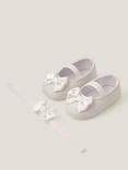 Monsoon Baby Bow Ballerinas and Headband Set, Ivory