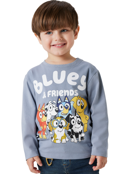 NAME IT Kids' Bluey Long Sleeve Jersey Top, Tradewinds, Tradewinds