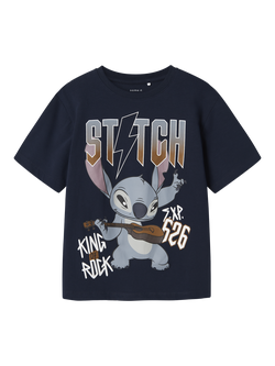 NAME IT King Rock Stitch Short Sleeve Jersey Top, Navy Blazer, Navy Blazer