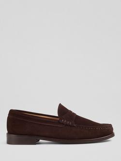 L.K.Bennett Suede Solo Penny Tuxe Loafers, Chocolate, Chocolate