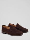 L.K.Bennett Suede Solo Penny Tuxe Loafers, Chocolate