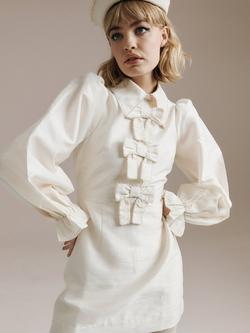 Queens of archive Coco Bows Mini Dress, Cream, Cream