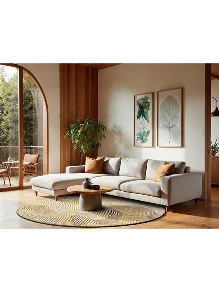 Louis De Poortere Coral Round Rug, Yellow Hippy - view 2, Yellow Hippy