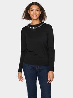 Saint Tropez Temma Embellished Neck Jumper, Black