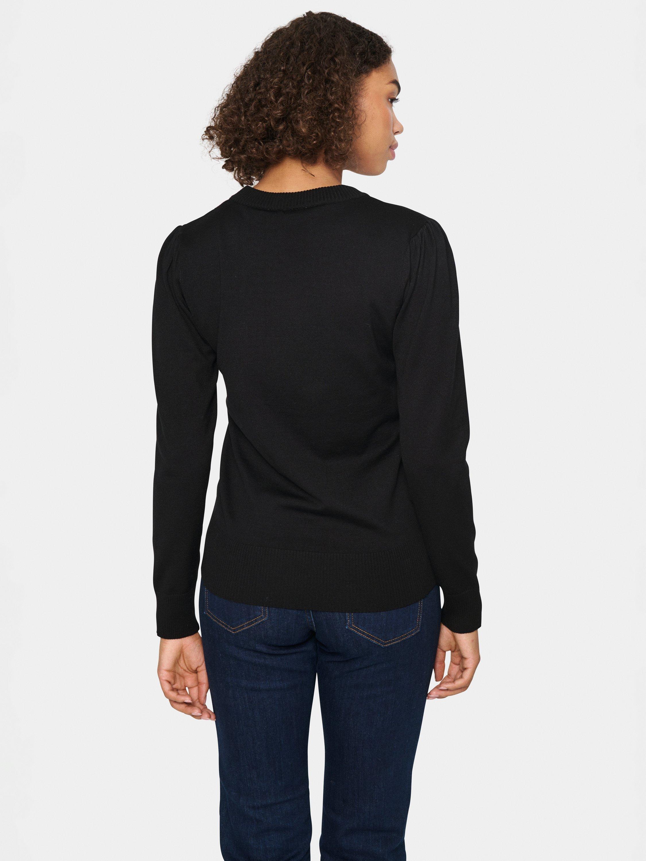 Product image 2 of 6, which shows Saint Tropez Temma Embellished Neck Jumper, Black, XS