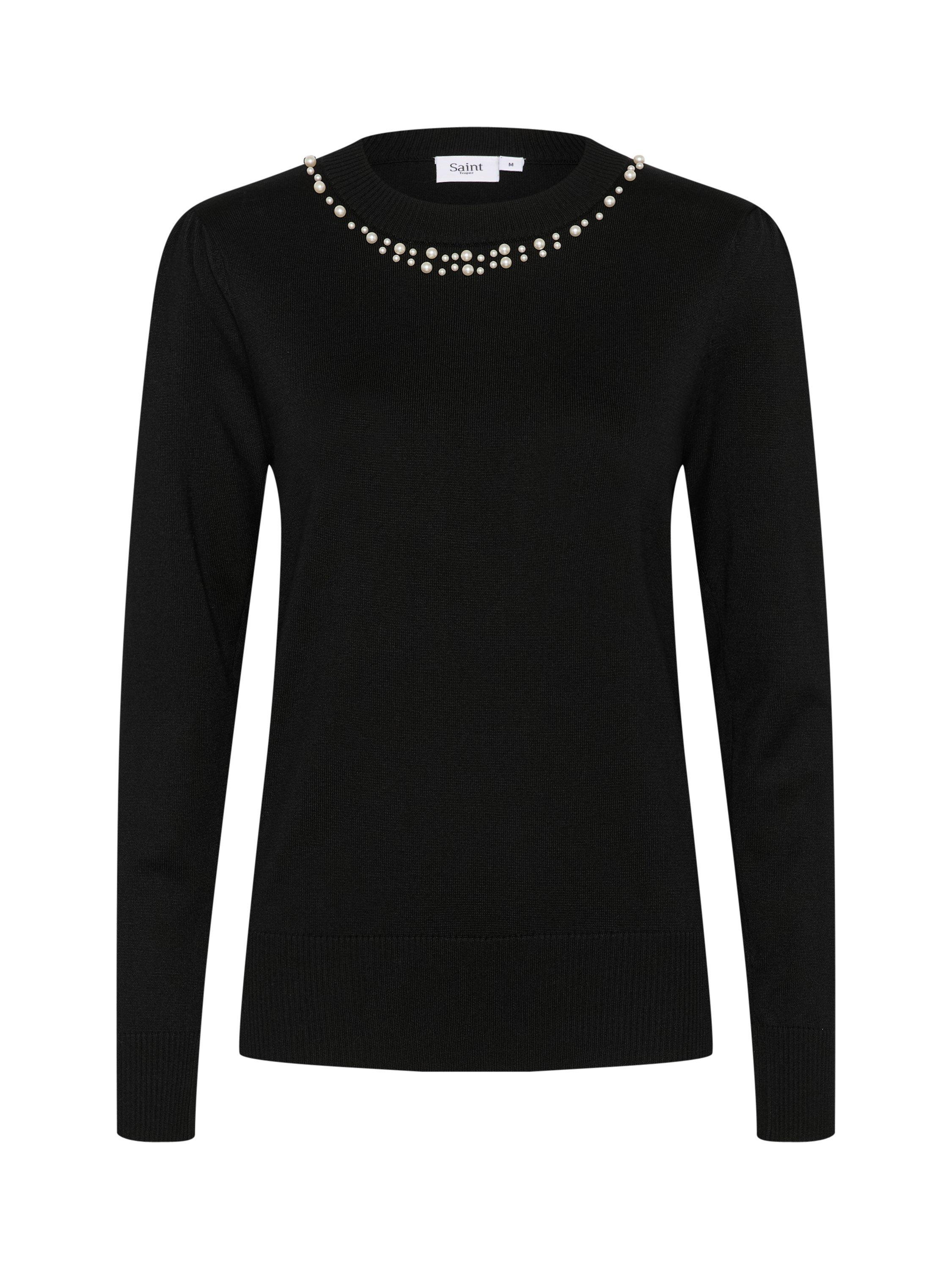 Product image 5 of 6, which shows Saint Tropez Temma Embellished Neck Jumper, Black, XS
