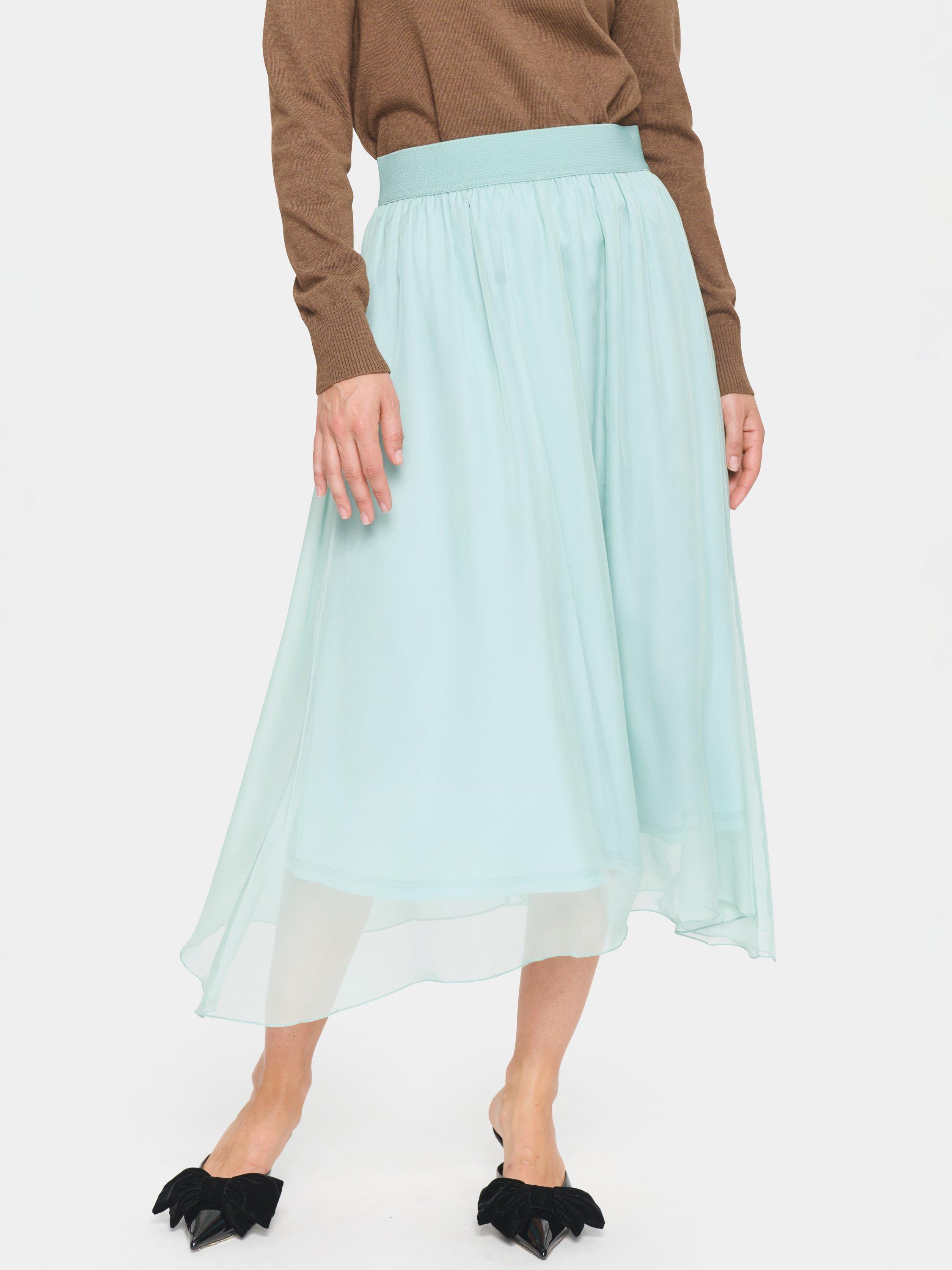 Product image 1 of 6, which shows Saint Tropez CoralSZ Flowy A-Line Midi Skirt, Blue Surf, XS
