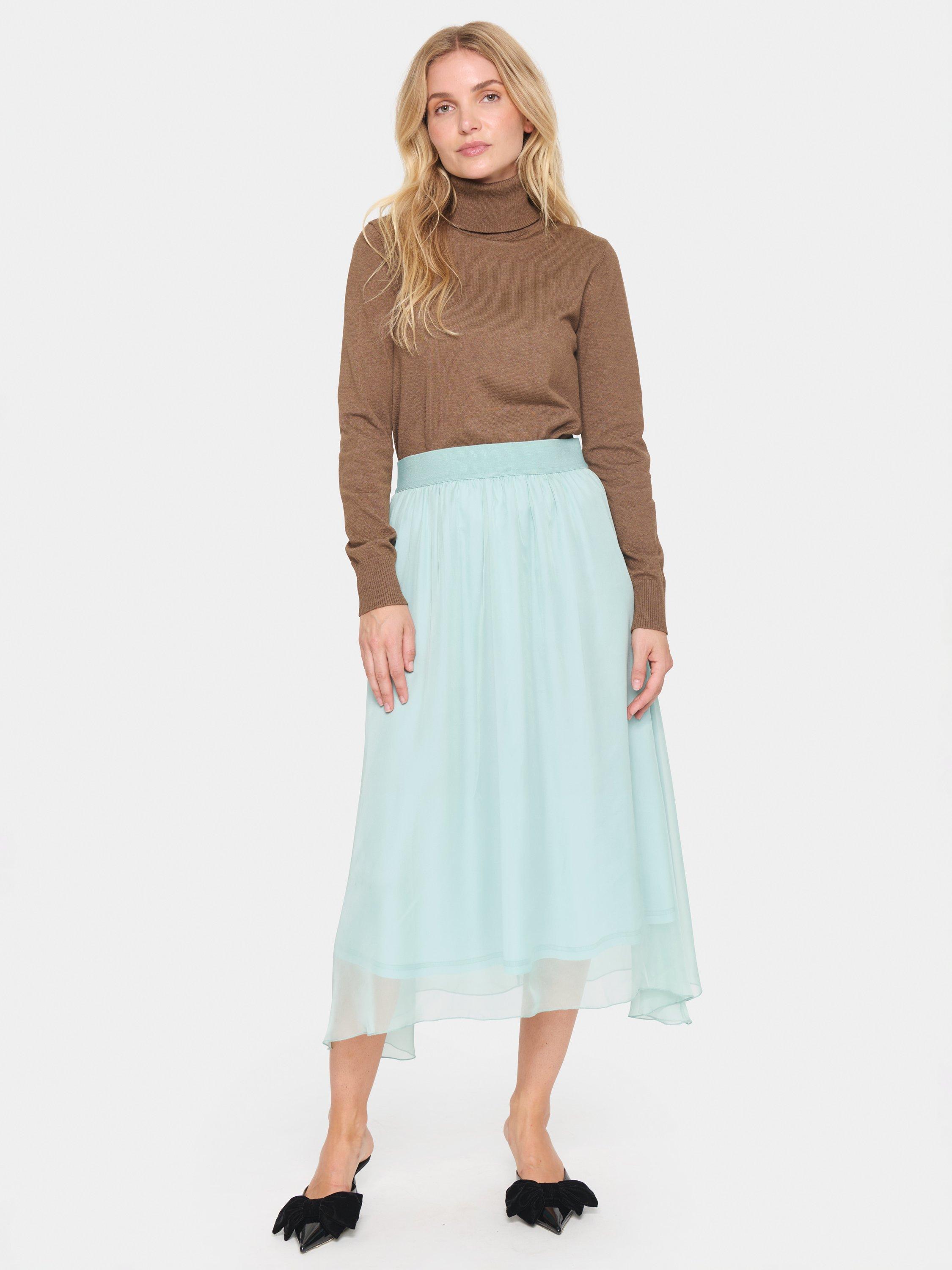 Product image 3 of 6, which shows Saint Tropez CoralSZ Flowy A-Line Midi Skirt, Blue Surf, XS
