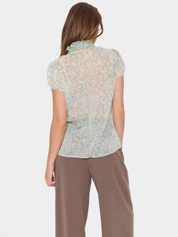 Saint Tropez Lilja Floral Print Ruffle Shirt, Blue/Multi - view 2, Blue/Multi