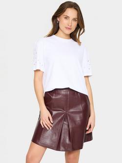 Saint Tropez Lyciana Embellished Sleeve T-Shirt, Bright White, Bright White