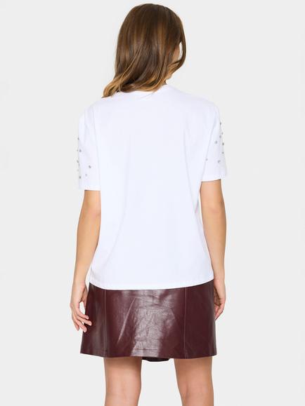 Saint Tropez Lyciana Embellished Sleeve T-Shirt, Bright White - view 2, Bright White