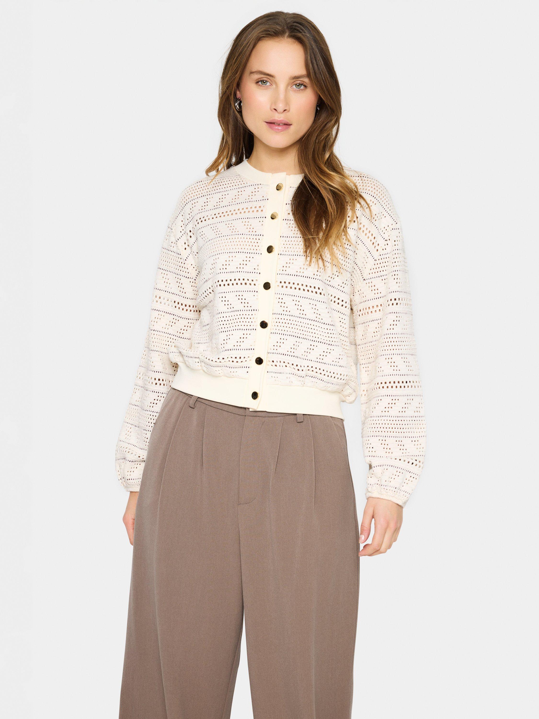 Product image 1 of 6, which shows Saint Tropez Layca Textured Stitch Cardigan, Cream, L