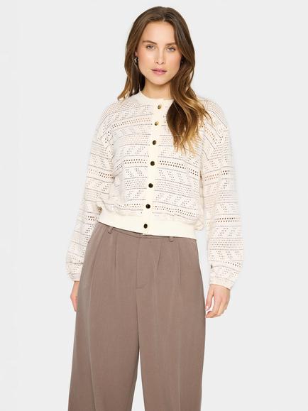 Saint Tropez Layca Textured Stitch Cardigan, Cream, Cream