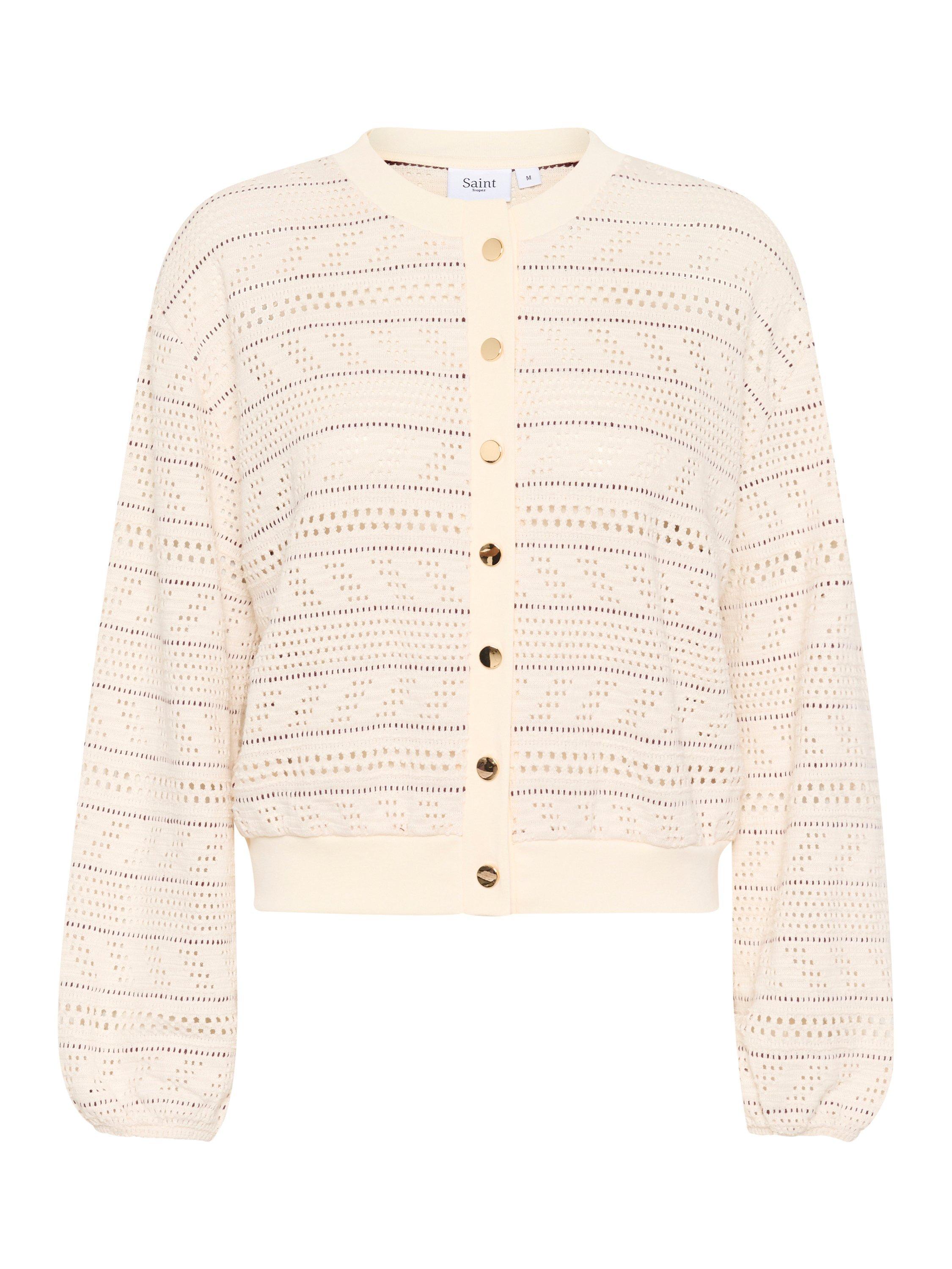 Product image 5 of 6, which shows Saint Tropez Layca Textured Stitch Cardigan, Cream, L