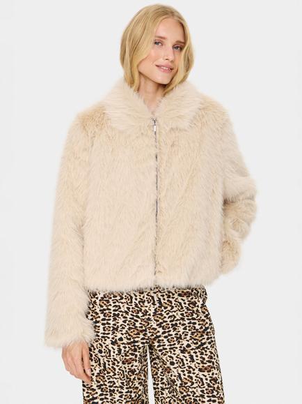 Saint Tropez ZaselineSZ Long Sleeve Faux Zip Jacket, Creme