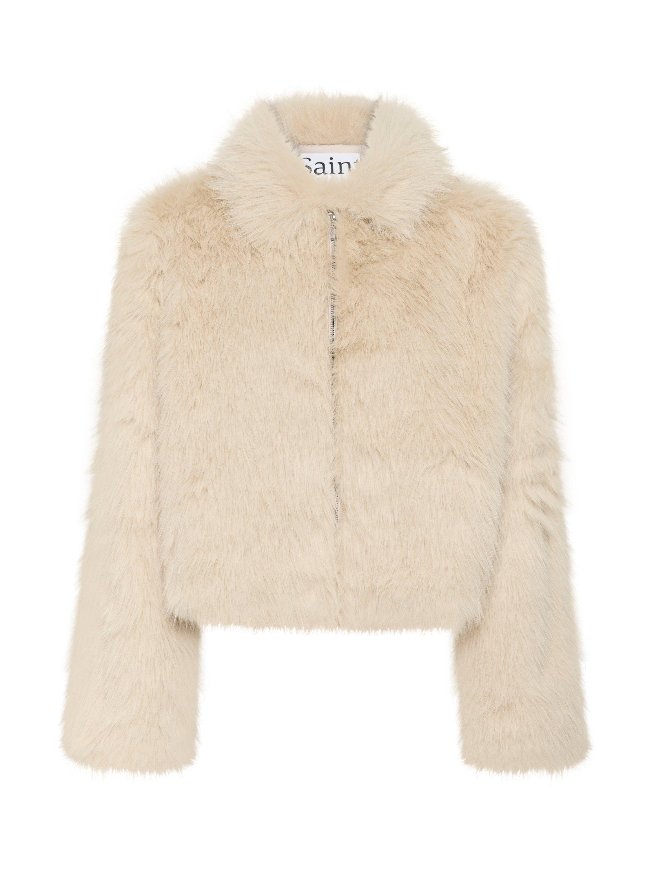 Product image 5 of 6, which shows Saint Tropez ZaselineSZ Long Sleeve Faux Zip Jacket, Creme, XS