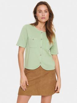 Saint Tropez Lecia Short Sleeve Cardigan, Smoke Green, Smoke Green