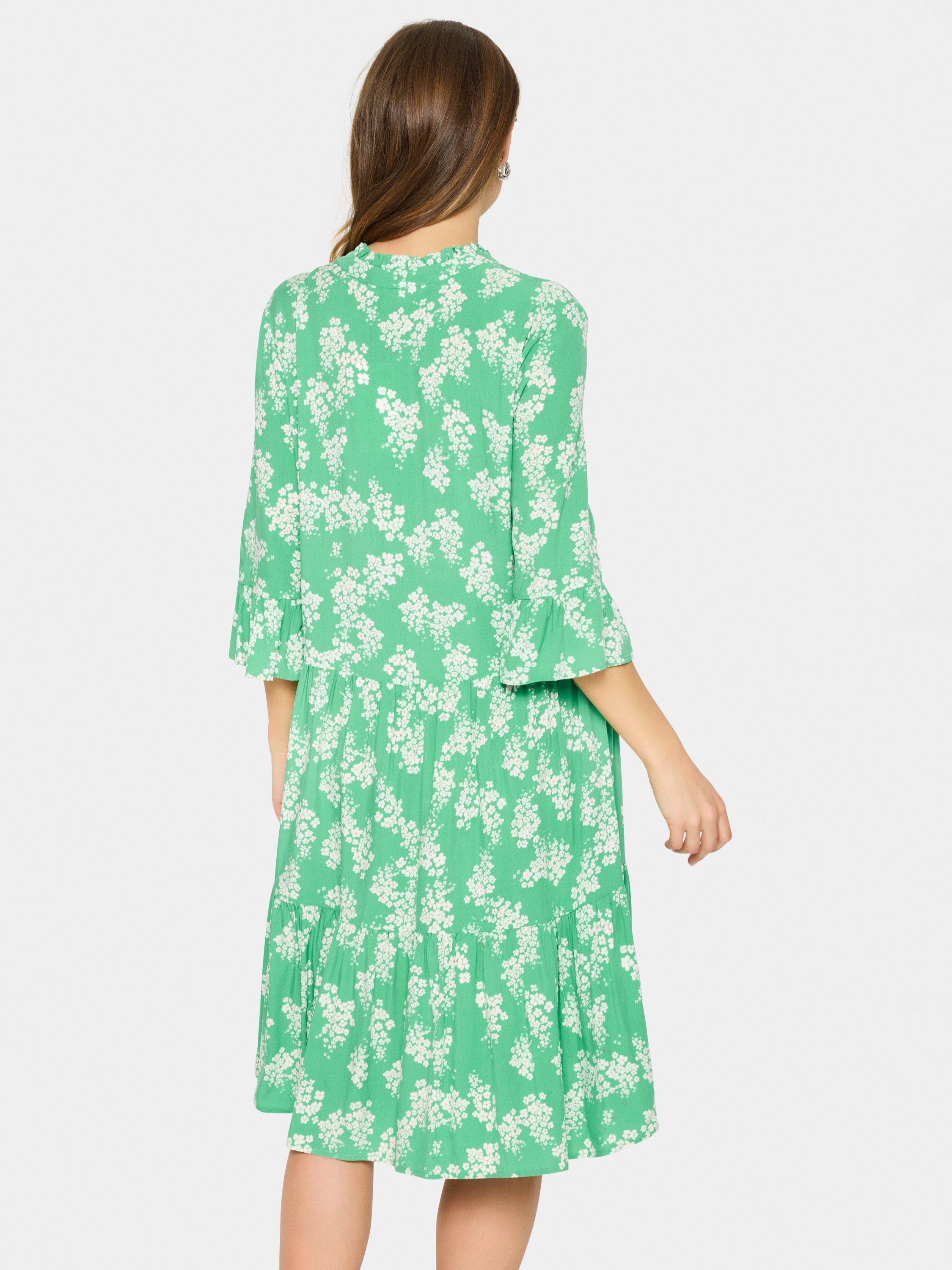 Product image 2 of 6, which shows Saint Tropez EdaSZ V-Neck 3/4 Sleeve Mixed Blend Midi Dress, Green/White, XS