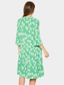 Saint Tropez EdaSZ V-Neck 3/4 Sleeve Mixed Blend Midi Dress - view 2, Green/White