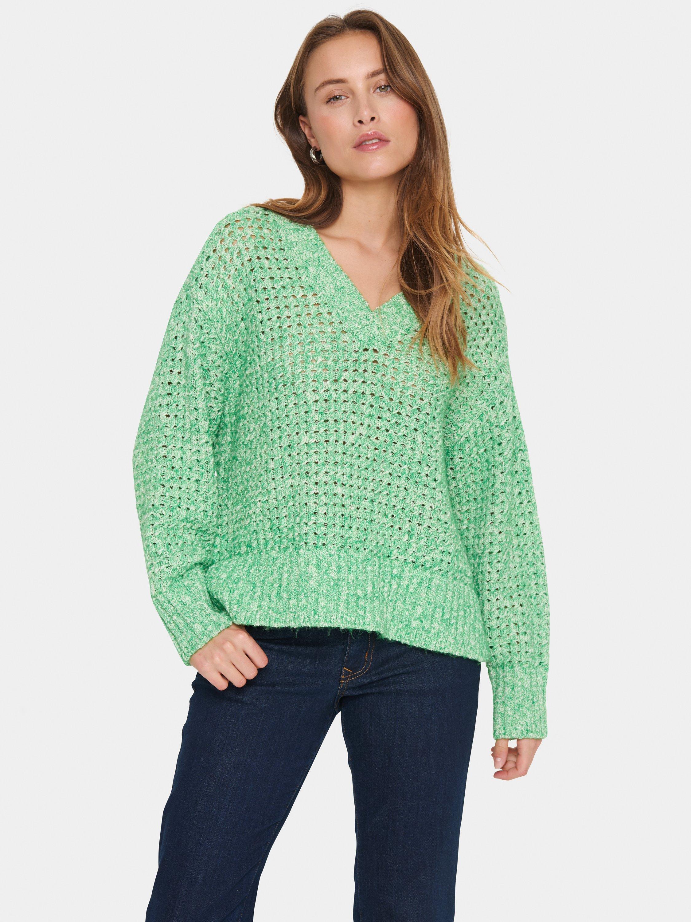 Product image 1 of 6, which shows Saint Tropez Lotty Open Knit Jumper, Greenbriar, XS