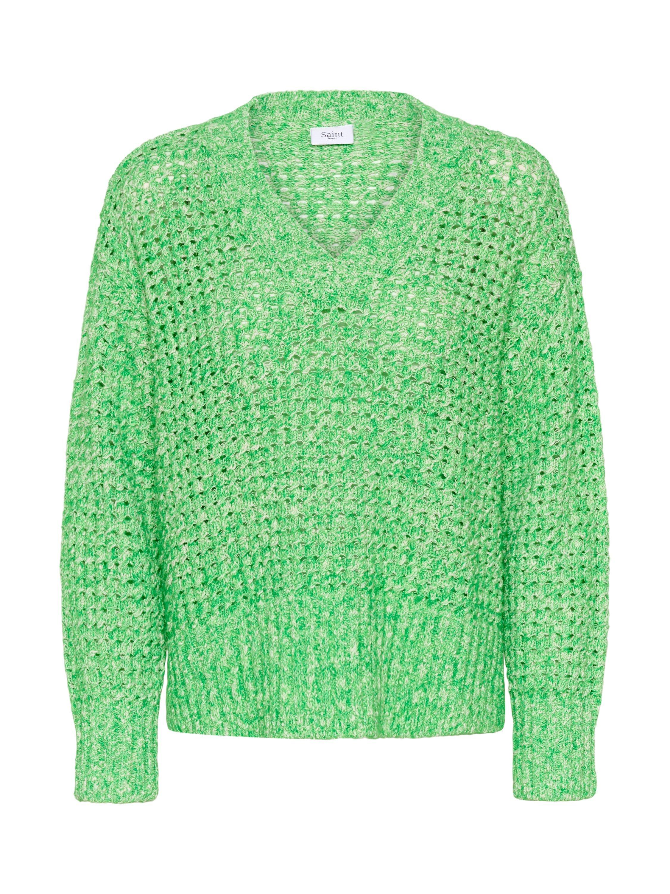 Product image 5 of 6, which shows Saint Tropez Lotty Open Knit Jumper, Greenbriar, XS