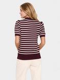 Saint Tropez Mila Stripe Short Sleeve Jumper, Chocolate/White