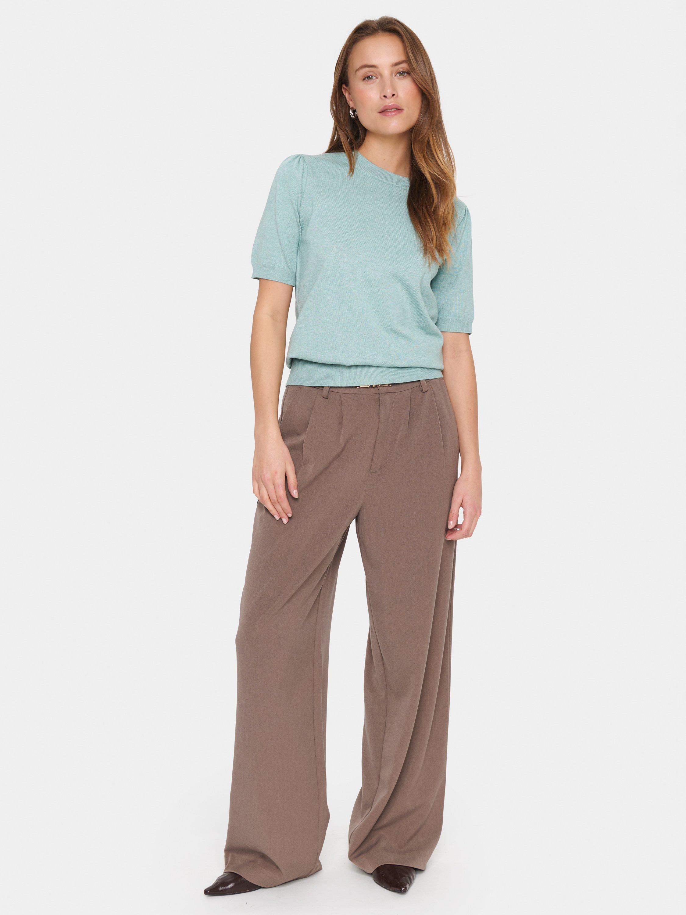 Product image 3 of 6, which shows Saint Tropez Mila Short Sleeve Jumper, Blue Surf Melange, XS