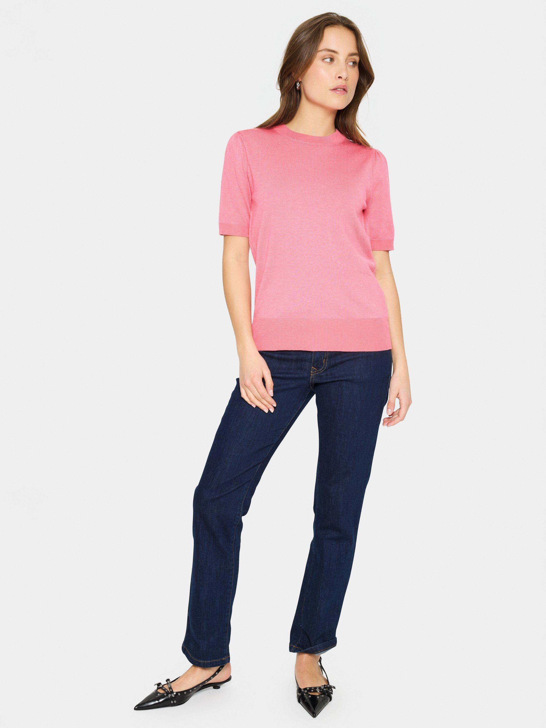 Product image 3 of 6, which shows Saint Tropez Mila Short Sleeve Jumper, Fruit Dove Melange, XS