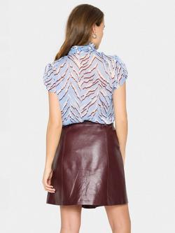 Saint Tropez Lilja Zebra Print Ruffle Shirt, Blue/Multi - view 2, Blue/Multi