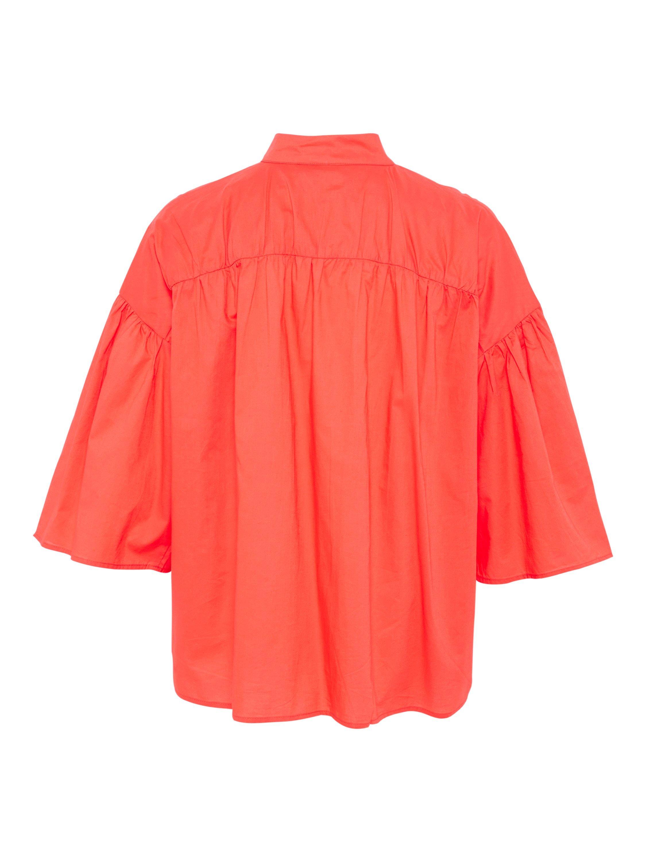 Product image 2 of 2, which shows Soaked In Luxury Josie Bow Detail Shirt, Hot Coral, L