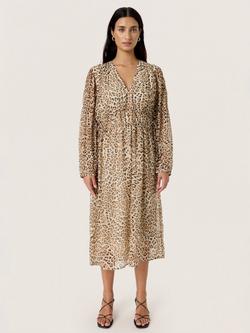 Soaked In Luxury Anaya Leopard Print Midi Dress, Multi