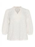 KAFFE Curve KCtenna Cotton Blouse, Chalk