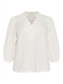 KAFFE Curve KCtenna Cotton Blouse, Chalk, Chalk