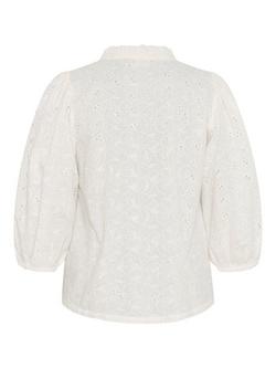 KAFFE Curve KCtenna Cotton Blouse, Chalk - view 2, Chalk