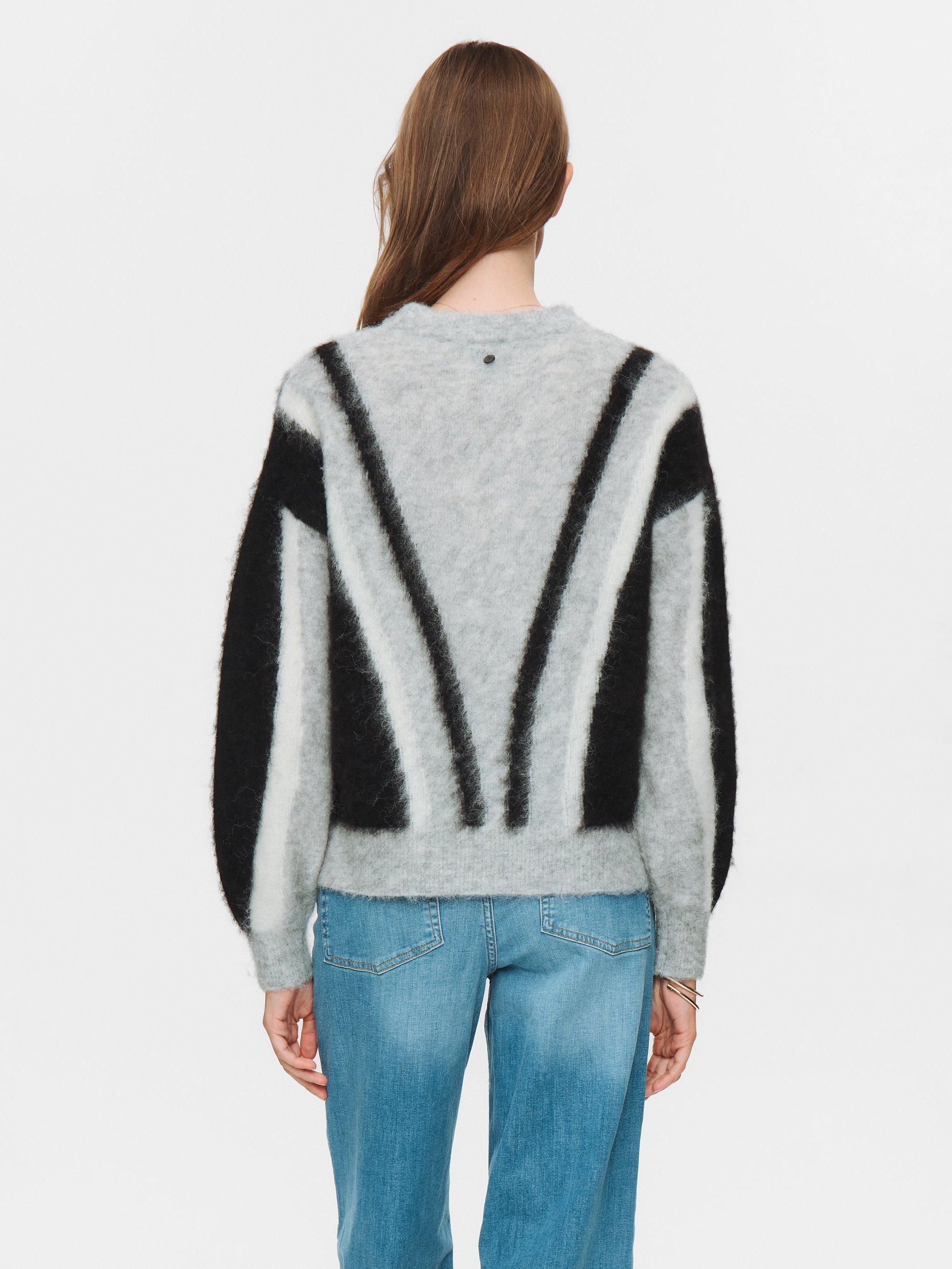 Product image 2 of 7, which shows Numph Suri Brushstroke Wool Rich Jumper, Grey/Black/White, XS