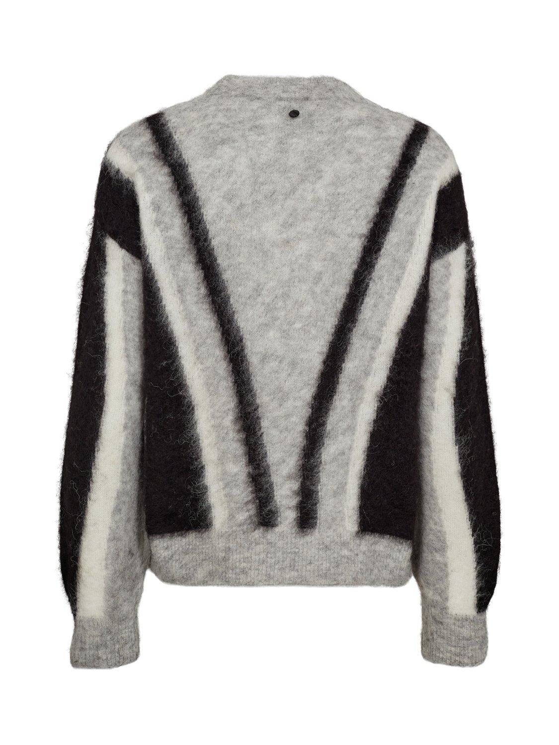 Product image 7 of 7, which shows Numph Suri Brushstroke Wool Rich Jumper, Grey/Black/White, XS