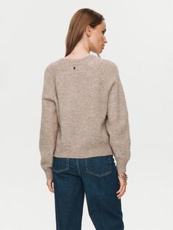 Numph Riette V-Neck Wool Rich Cardigan, Grey - view 2, Grey